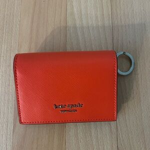 Kate Spade Bright Orange Bifold Wallet with Key Ring